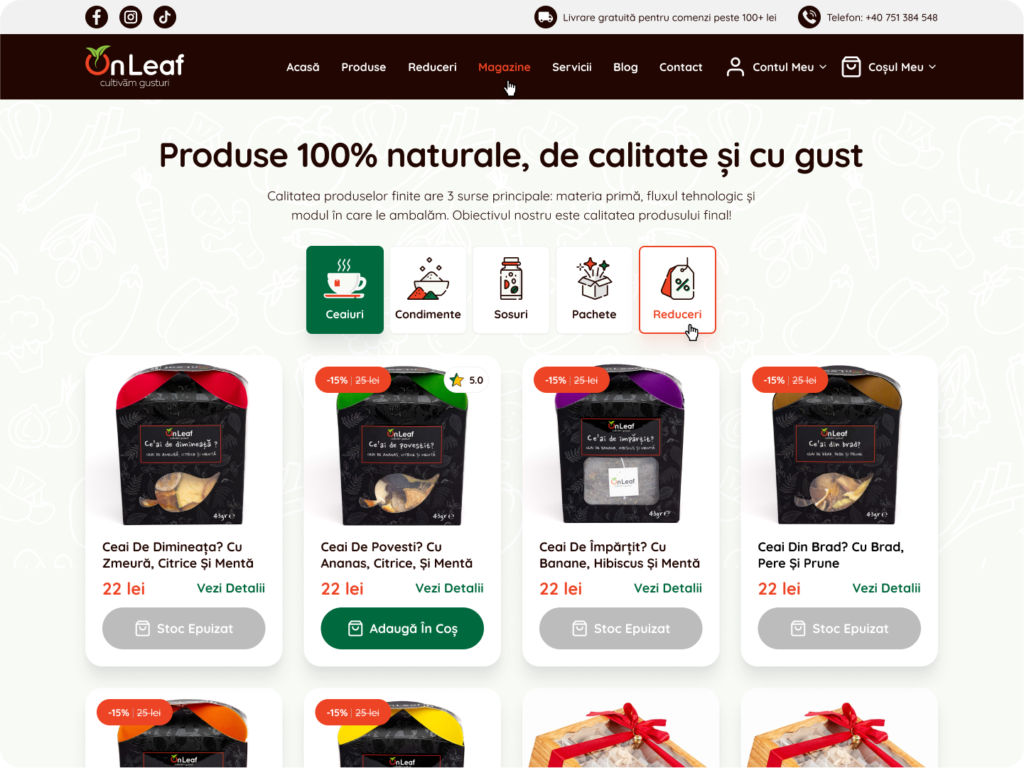 Greenwebsite design pentru o afacere ecofriendly, onleaf